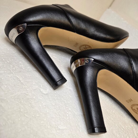 MICHAEL Michael Kors Shaw Black Leather Mule Peep Toe Block Heel Sandals - 6.5 - Picture 9 of 15